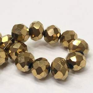 Бусины хрустальные рондель 8х6мм, нить-65 шт, Золотое напыление Бусины хрустальные рондель 8х6мм, нить-65 шт, Золотое напыление