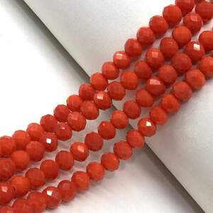 Бусины хрустальные рондель 8х6мм, нить-65 шт, морковный матовый Бусины хрустальные рондель 8х6мм, нить-65 шт, морковный матовый