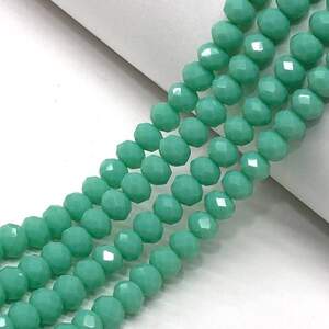 Бусины хрустальные рондель 8х6мм, нить-65 шт, мятный матовый Бусины хрустальные рондель 8х6мм, нить-65 шт, мятный матовый