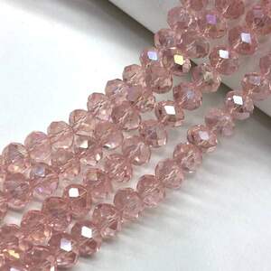 Бусины хрустальные рондель 8х6мм, нить-65 шт, розовый прозрачный с покрытием АВ Бусины хрустальные рондель 8х6мм, нить-65 шт, розовый прозрачный с покрытием АВ