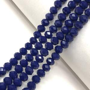 Бусины хрустальные рондель 8х6мм, нить-65 шт, синий матовый
