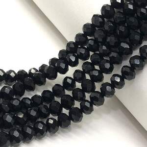 Бусины хрустальные рондель 8х6мм, нить-65 шт, черный матовый