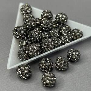 Бусины шамбала со стразами 10 мм, - серый