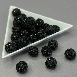 Бусины шамбала со стразами 10 мм, - черный с черными стразами