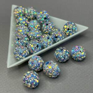 Бусины шамбала со стразами 12 мм, - сиреневый