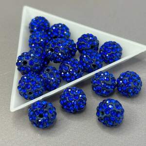 Бусины шамбала со стразами 12 мм, - электрик