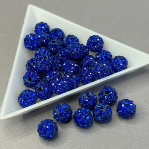 Бусины шамбала со стразами 8 мм, - электрик