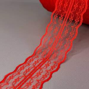 Гипюровое кружево сетка 4,5 см - красный Гипюровое кружево сетка 4,5 см - красный