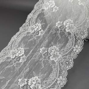 Гипюровое кружево стрейч (#6978) 18 см - теплый белый Гипюровое кружево стрейч (#6978) 18 см - теплый белый