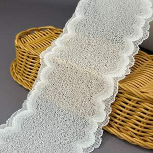 Гипюровое кружево стрейч (#7712) 9,5 см - теплый белый Гипюровое кружево стрейч (#7712) 9,5 см - теплый белый