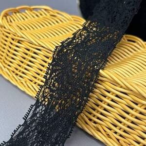 Гипюровое кружево стрейч 4,5 см - черный Гипюровое кружево стрейч 4,5 см - черный