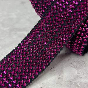 Декоративная тесьма-резинка Фольга 4 см - малиновая