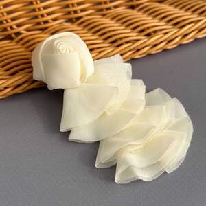 Декоративный элемент жабо с шифона 10 см, - айвори