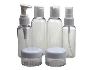 Дорожный набор емкостей для косметики белый, 7 предметов