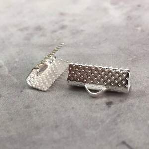 Зажим для лент и шнура 16 мм, уп 10 шт - светлое серебро