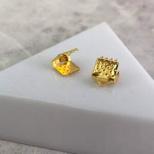 Зажим для лент и шнура 6 мм, уп 10 шт - желтое золото