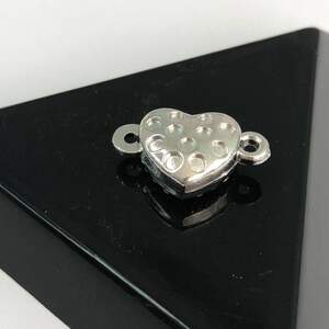 Замочек магнитный Сердце со стразами 11х18мм - цвет Сталь