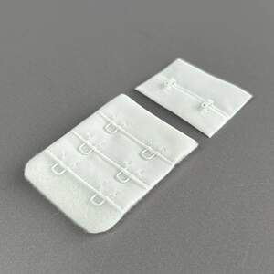 Застежка для бюстгальтера на 2 крючка, белый 3,8х5 см