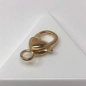 Застежка карабин-лобстер Сердце 12х25 мм, золото