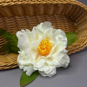 Искусственный цветок пиона 9 см - молочный