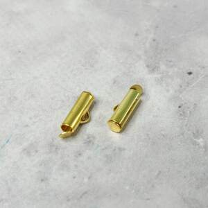 Концевик-трубочка слайдер для украшений 13 мм - лимонное золото