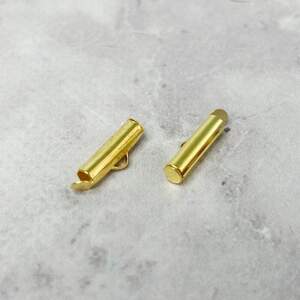 Концевик-трубочка слайдер для украшений 16 мм - лимонное золото