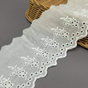 Кружево на батисте Прошва 10 см - молочная матовая