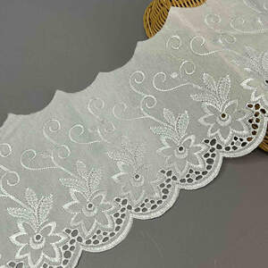 Кружево на батисте Прошва 15,5 см - белоснежный