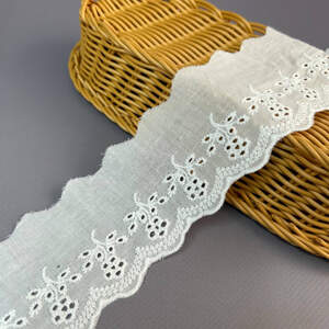 Кружево на батисте Прошва 6 см - молочная матовая