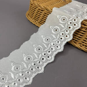 Кружево на батисте Прошва 7 см - белоснежный Кружево на батисте Прошва 7 см - белоснежный