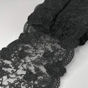 Кружево на сетке (#10-M39) ажурное 16 см - черное Кружево на сетке (#10-M39) ажурное 16 см - черное