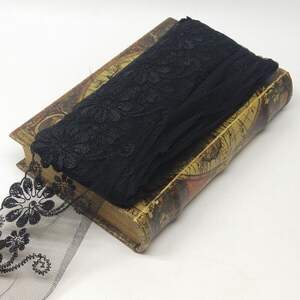 Кружево на сетке (фатине) Sindtex 10см (13м) Цвет - Черный (77-МТ785) Кружево на сетке (фатине) Sindtex 10см (13м) Цвет - Черный (77-МТ785)