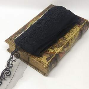 Кружево на сетке (фатине) Sindtex 7см (13м) Цвет - Черный (77-LZ84-3) Кружево на сетке (фатине) Sindtex 7см (13м) Цвет - Черный (77-LZ84-3)