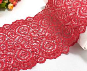 Кружево стрейч 18см Моника, Красное широкое кружево Кружево стрейч 18см Моника, Красное широкое кружево
