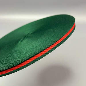 Лампасная репсовая лента (тесьма) ширина 1см. зеленая с красным