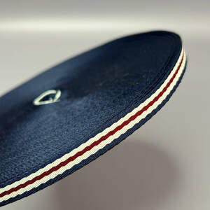 Лампасная репсовая лента (тесьма) ширина 1см. синяя с белым