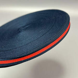 Лампасная репсовая лента (тесьма) ширина 1см. синяя с красным