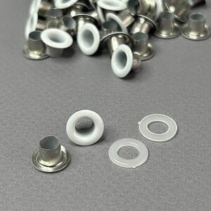 Люверс с пластиковым кольцом - белые D-5мм (100шт) (матр.00254)