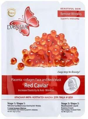Маска в 2 этапа для лица и шеи против морщин Danjia Красная икра-Коллаген