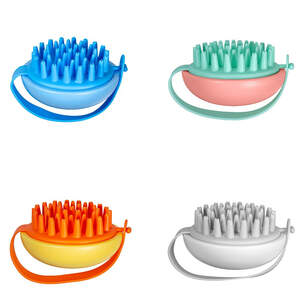 Массажная щетка шабер для мытья головы и волос с ручкой-ремнем