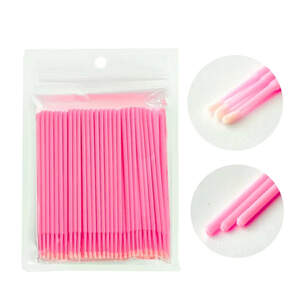 Микробраши (микроаппликаторы) для ресниц и бровей в пакете Розовые, 100 шт