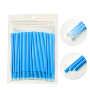 Микробраши (микроаппликаторы) для ресниц и бровей в пакете Синие, 100 шт