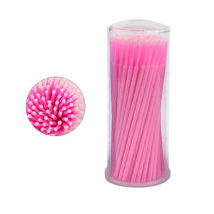 Микробраши для бровей и ресниц в тубусе Розовые, размер М, 100 шт