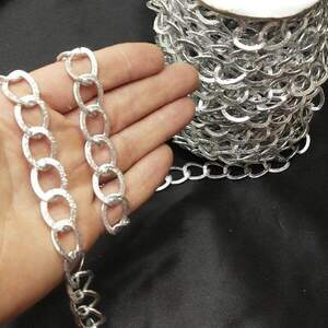Мягкая цепь для сумок и одежды на метраж, цвет серебро