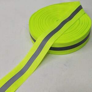 На метраж лента-тесьма светоотражающая 5см, салатовая