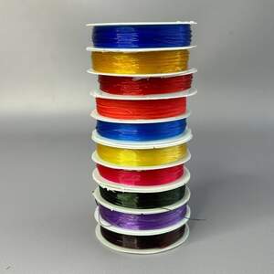Набор 10 шт цветной силиконовой нити-резинки для бижутерии 0,6 мм 6,5 метров