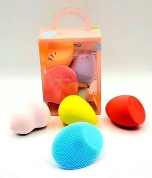 Набор спонжей для макияжа с щеточкой для умывания, 4шт