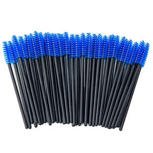 Нейлоновые щеточки для расчесывания ресниц и бровей Синие, 50шт