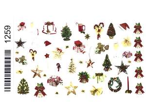 Новогодняя наклейка для дизайна ногтей 1259