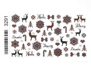 Новогодняя наклейка для дизайна ногтей 3291